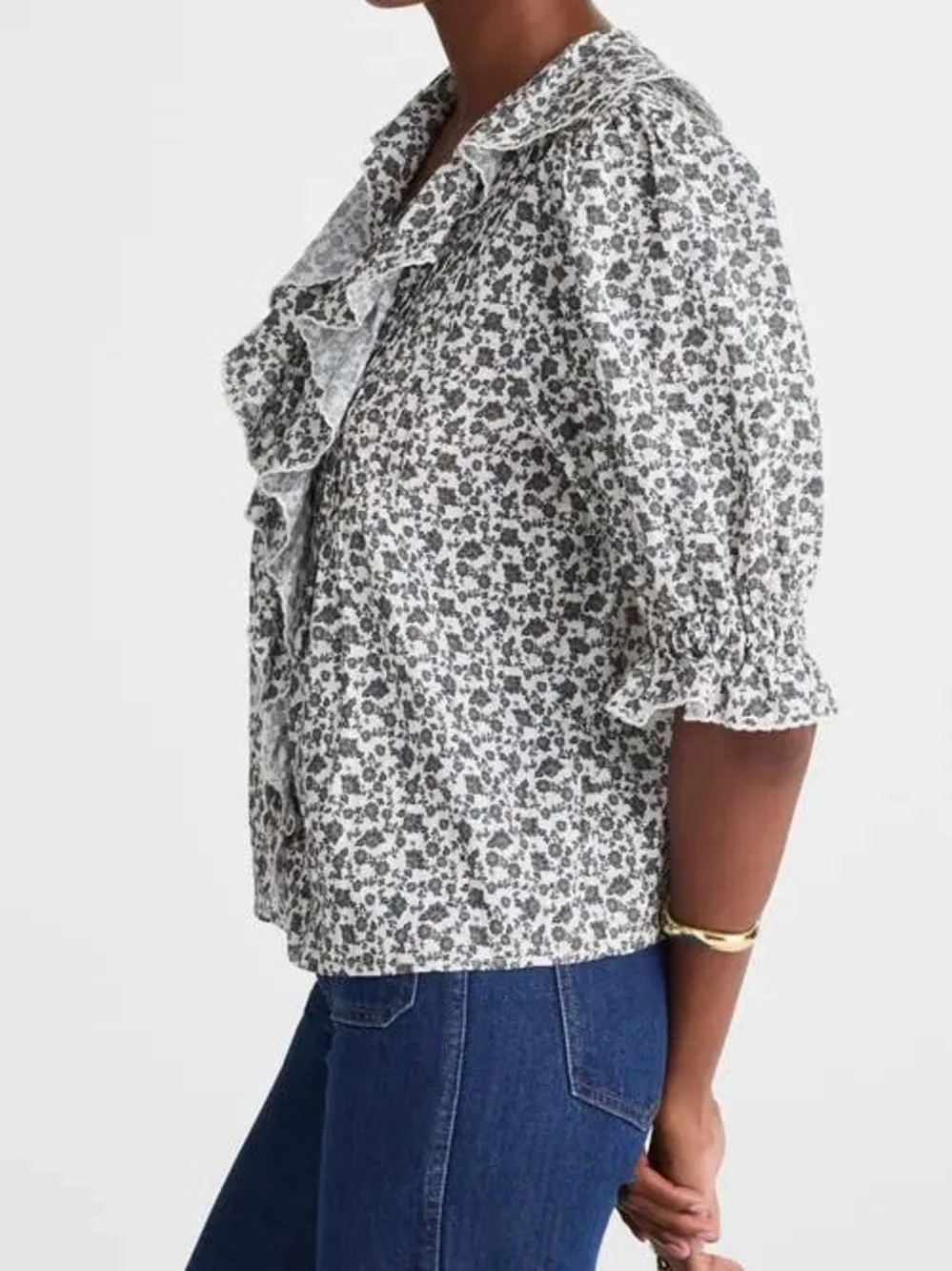 Madewell pintuck puff sleeve